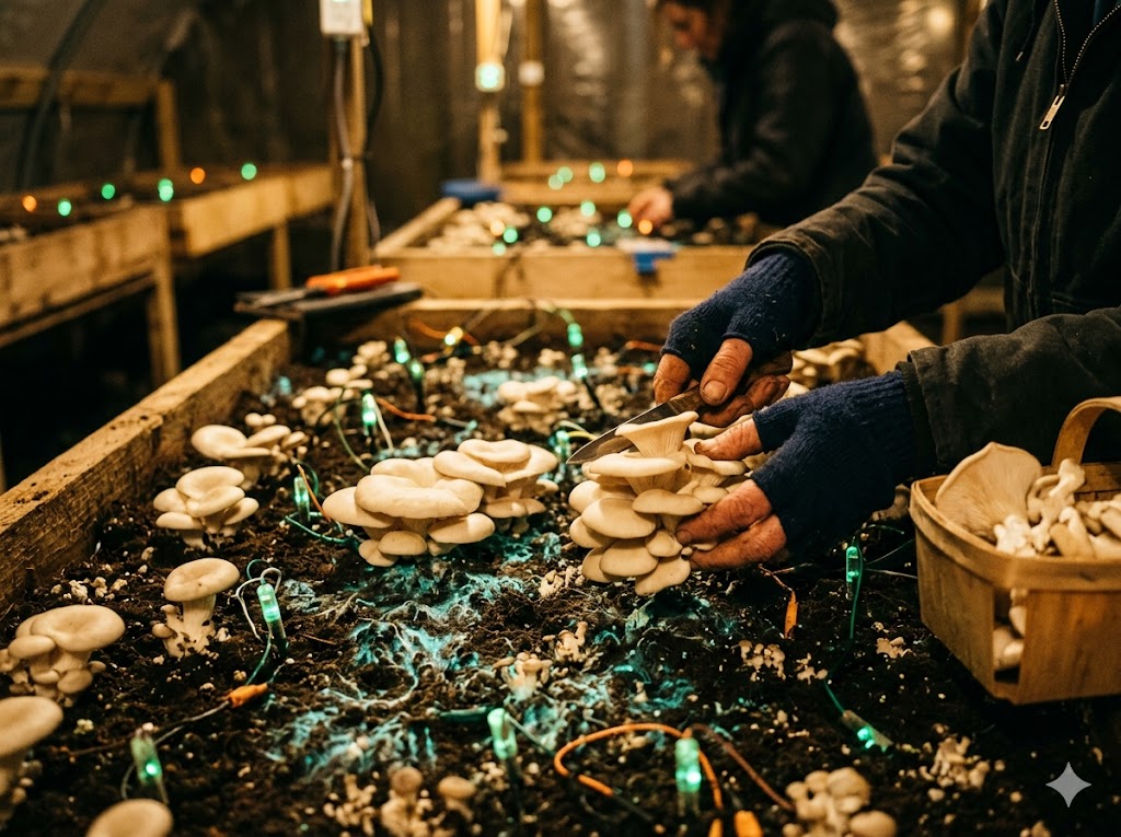 Harvesting mushrooms from a computing substrate
